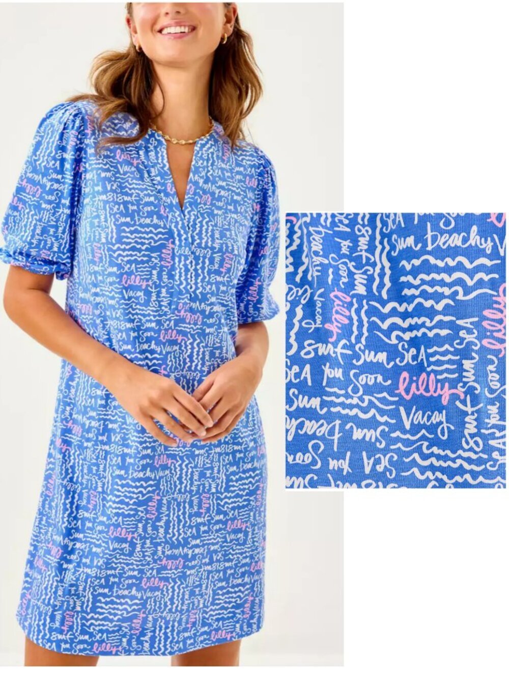 NWOT Lilly Pulitzer Colson Dress in Sunwashed Blue Seacrets Small